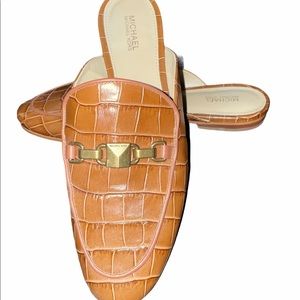 Michael Kors Brown Embossed Leather Mule Size 7.5